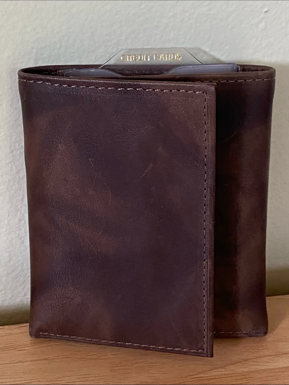 Brown Leather Men's Trifold Wallet New